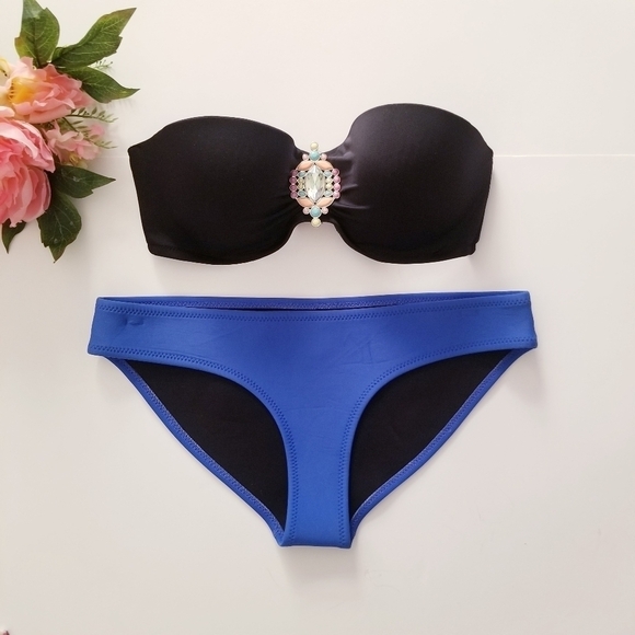 TRIANGL Blue Neoprene Swimsuit Bottom + Victoria's Secret Apollo Tops - Picture 3 of 13